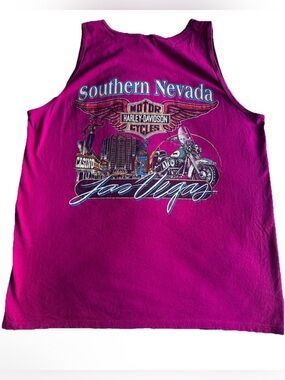 Harley Davidson Vintage 90s Men’s  Tank Top Pink Las Vegas Motorcycle XL